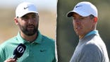 Scottie Scheffler and Rory McIlroy shown in a split image ahead of The Open Championship.