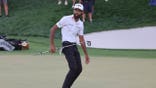 Akshay Bhatia reacts to his putt on the 18th green during a playoff in the 2026 Arnold Palmer Invitational at Bay Hill Club & Lodge in Orlando, Florida.