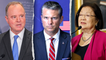 Adam Schiff, Pete Hegseth and Mazie Hirono side by side
