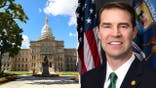 The Michigan State Capitol building pictured alongside Sean McCann