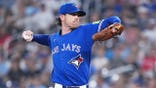 Shane Bieber throws a pitch during the first inning at Rogers Centre.