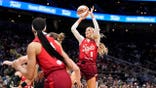 Sophie Cunningham shoots the ball during an Indiana Fever game