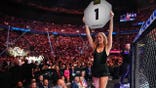 Sophie Cunningham announces a round during a lightweight fight at T-Mobile Arena.