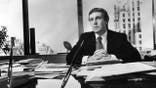 Trump in 1980s black and white photo in his real estate office