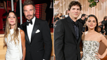 A split of Mila Kunis and Ashton Kutcher and Victoria and David Beckham.
