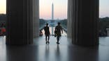 view of the Washington Monument from the Lincoln Memorial on July 3