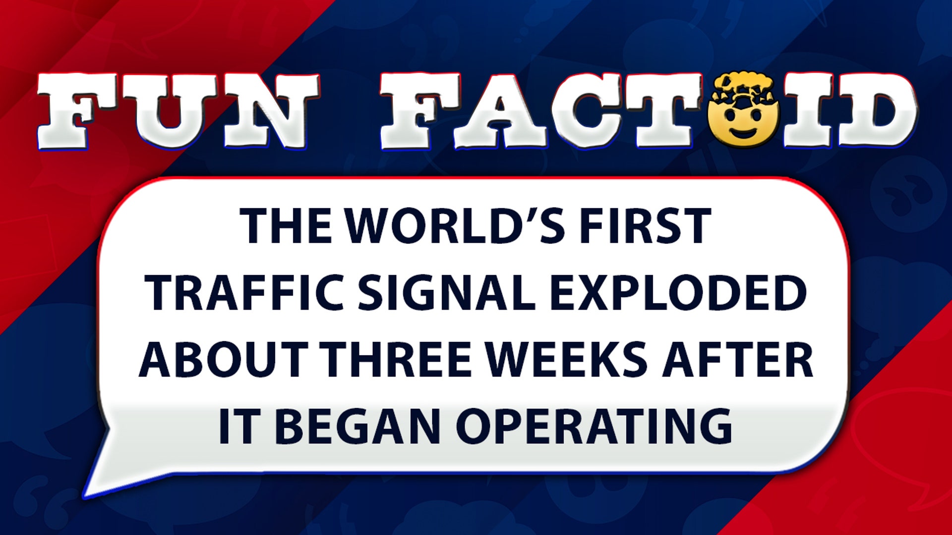 The world’s first road traffic signal exploded about three weeks after it began operating
