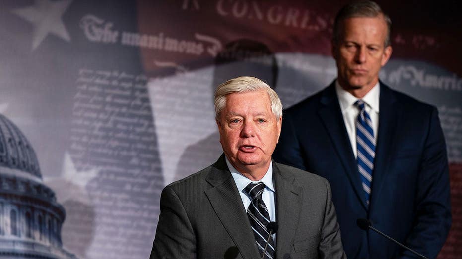'The halls of the Senate already feel empty': Tearful Thune honors Lindsey Graham as sister takes his seat
