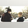 Macaulay Culkin stands with Brenda Fricker in a scene from Home Alone 2: Lost in New York.