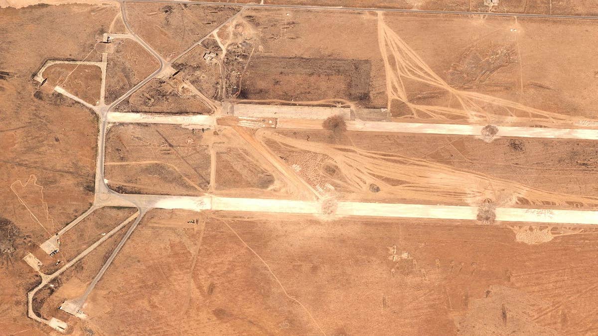 craters on the runways of Abu al-Duhur airbase, Syria
