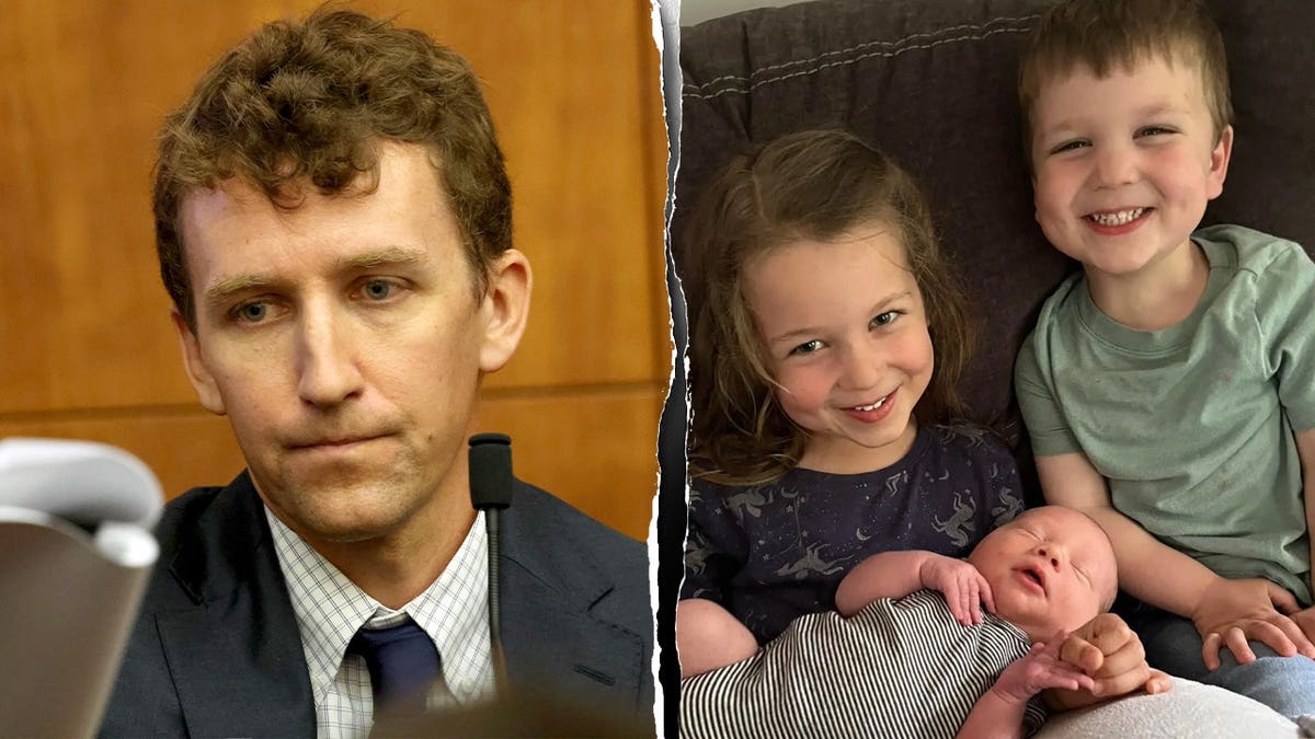 (L) Patrick Clancy and (R) 5-year-old Cora, 3-year-old Dawson and 7-month-old Callan, who died.