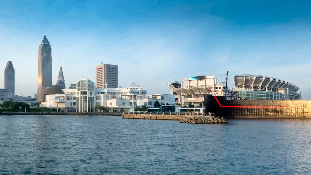 Cleveland's North Coast Waterfront with Stadium and Museums