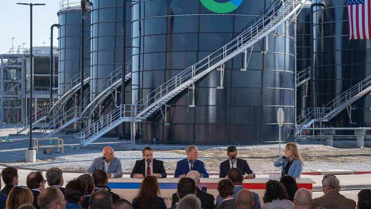 Texas Gov. Greg Abbott speaks at a Google data center in Texas as AI power demand grows
