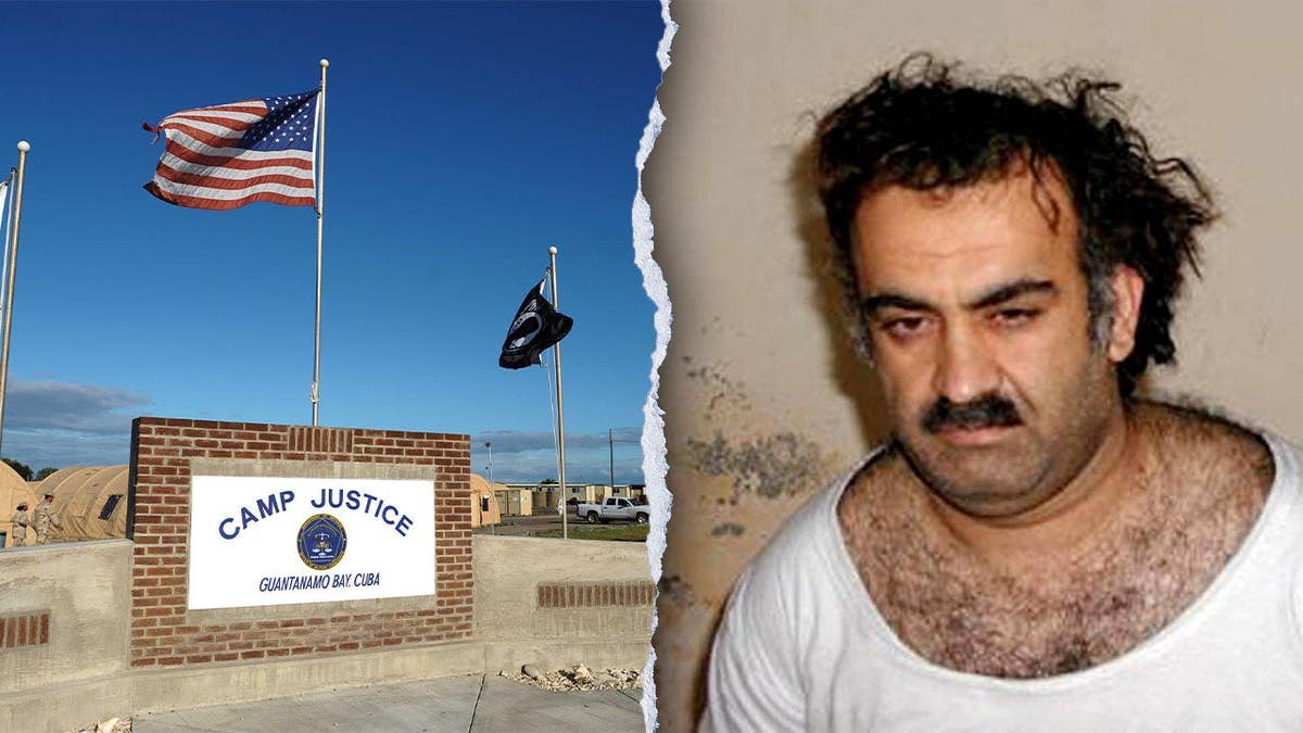 Khalid Sheikh Mohammed and an image of Gitmo