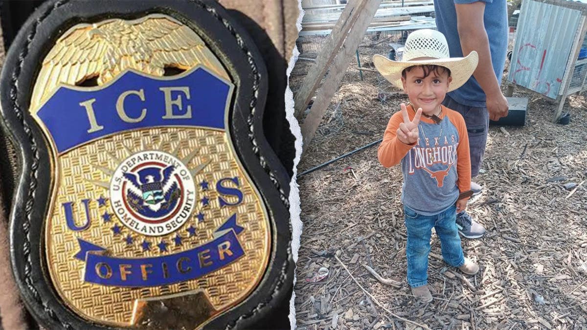 Liam Tadeo and an ICE badge