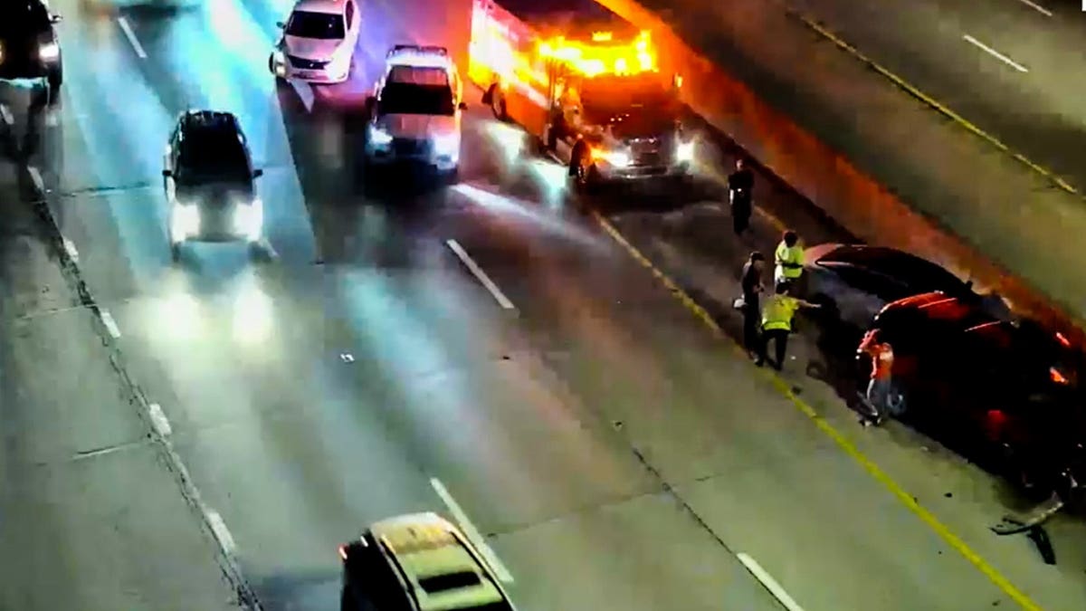 Emergency crews assist after a car crash on the side of Ohio's Highway 270.