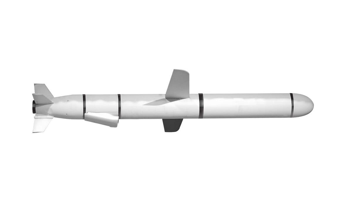 A rendering of a missile