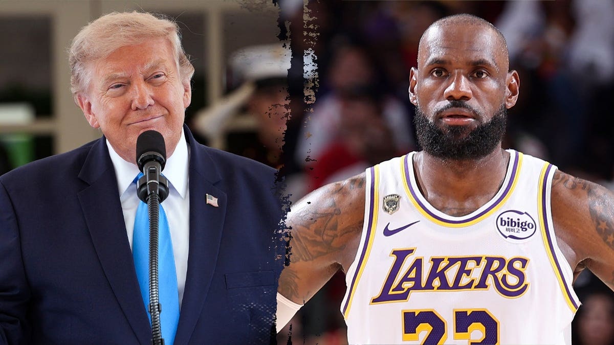 Donald Trump and LeBron James in a split image