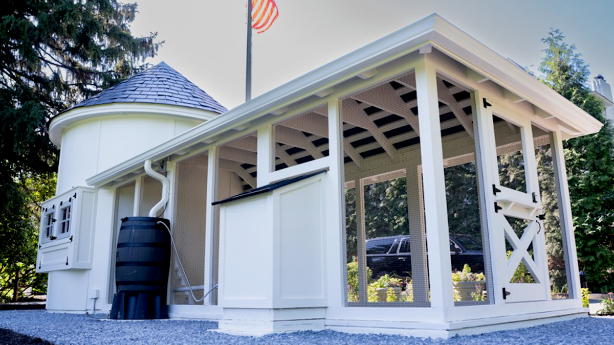 The Vances' Victorian-style chicken coop.