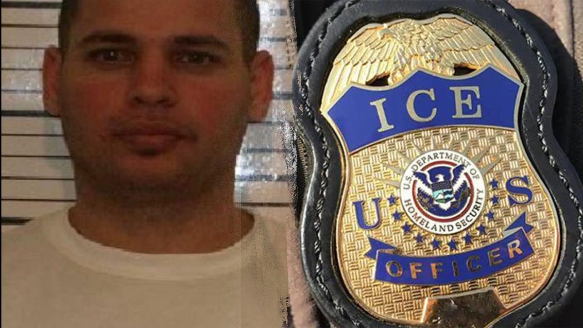 William Serrano Domenech and an ICE badge