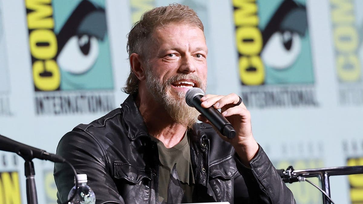 Adam Copeland speaks onstage during the Percy Jackson and the Olympians panel at Comic-Con.