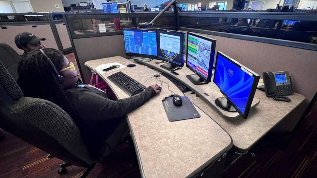 Illustration or graphic related to AI technology and emergency dispatch services.