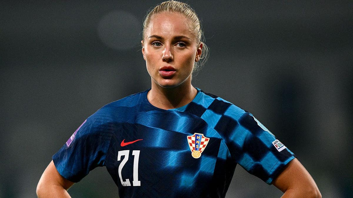 Ana Maria Markovic of Croatia stands on the field during a UEFA Women's EURO 2025 play-off match.