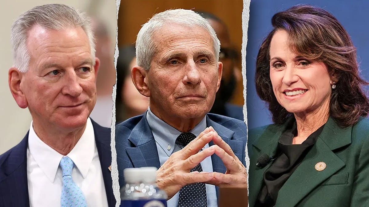 Dr. Anthony Fauci, Louisiana Attorney General Liz Murrill and Sen. Tommy Tuberville