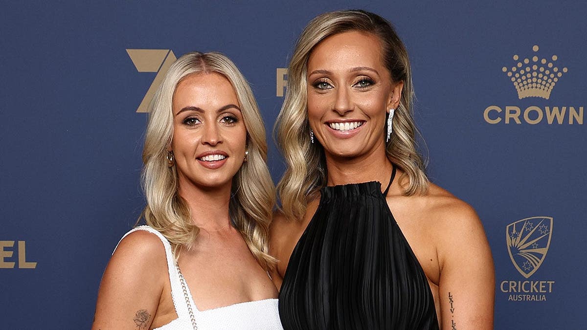 Monica Wright and Ashleigh Gardner attend an awards event in Melbourne.