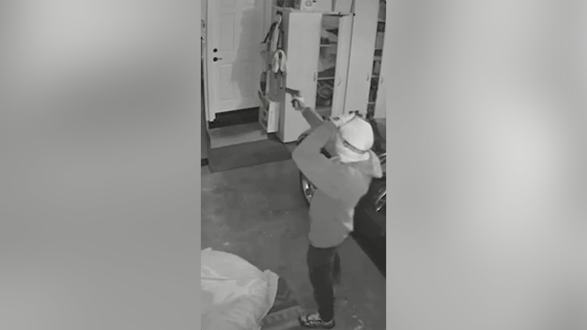 Burglary suspect points firearm inside California garage