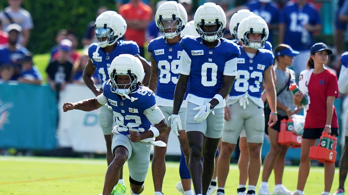 Calvin Austin III does drills during NFL practice.