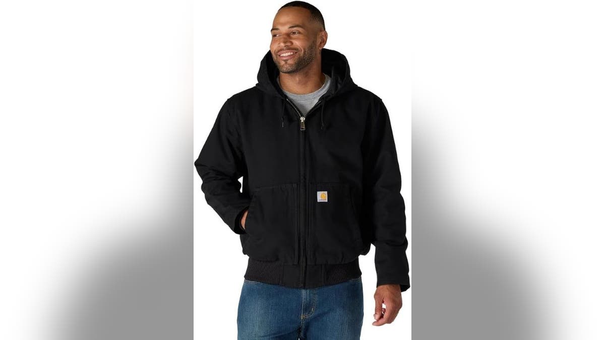 This jacket works for fall and winter weather.