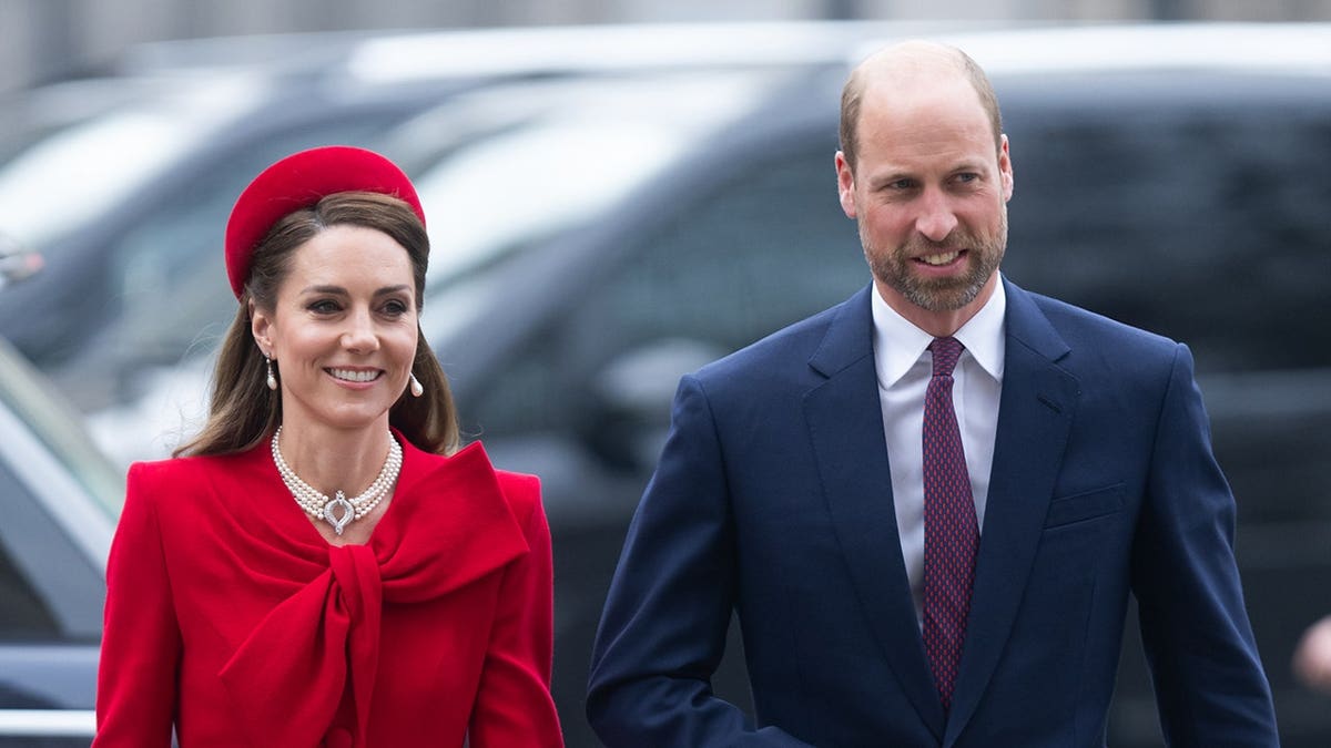 Catherine, Princess of Wales and Prince William attend Commonwealth Day celebrations at Westminster Abbey in London.
