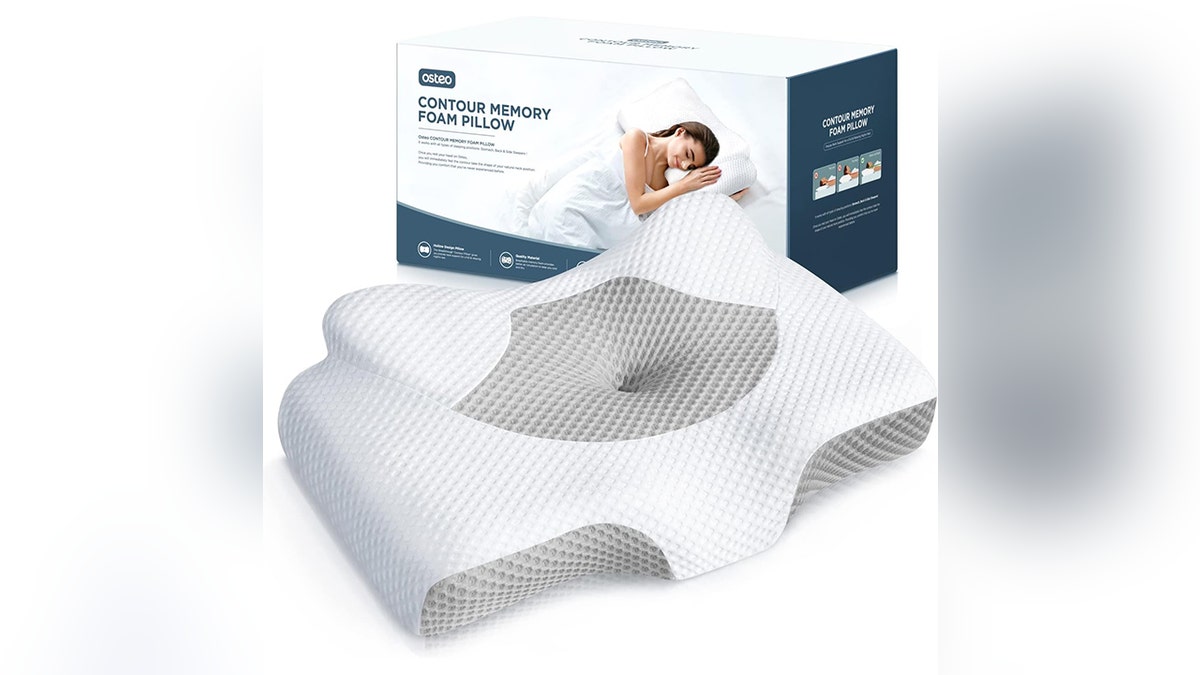 This contoured pillow comes with a cooling pillowcase.