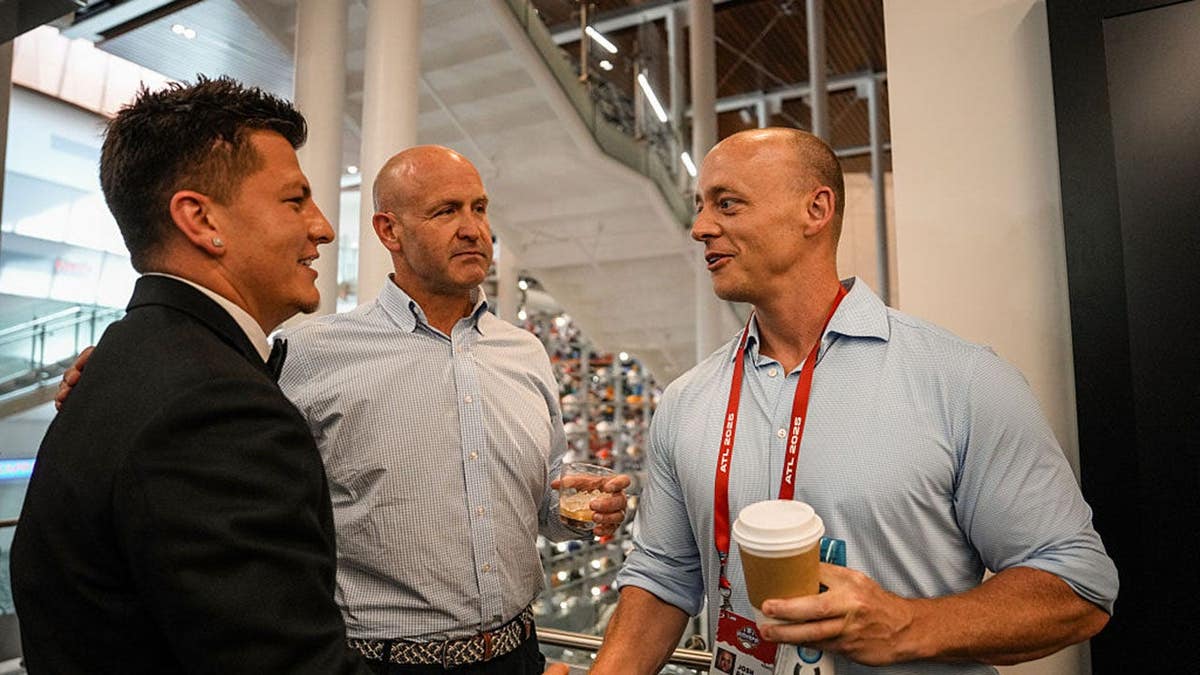 Diego Pavia stands during SEC Media Days at the College Football Hall of Fame in Atlanta.