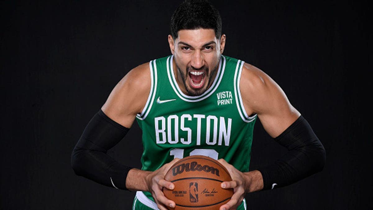 Enes Kanter poses for a head shot during NBA media day.