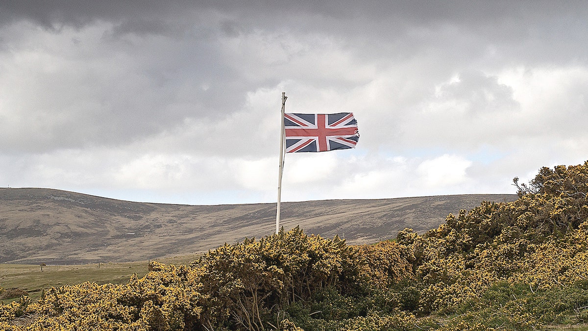 Union Jack flying over Falkland Islands