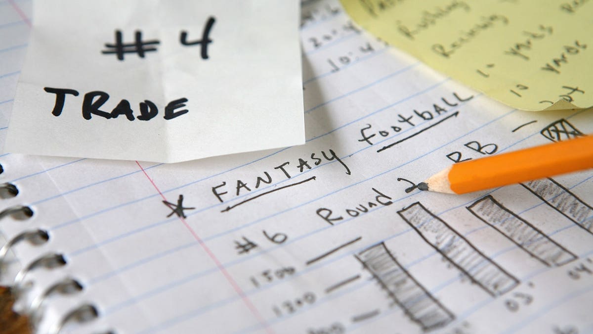 A fantasy football draft cheat sheet displayed on a plain background.