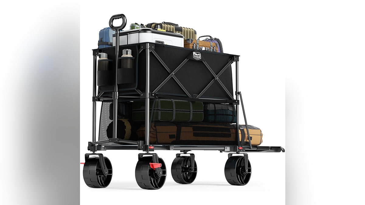 Carry items from the car to the campsite with a double-decker wagon.
