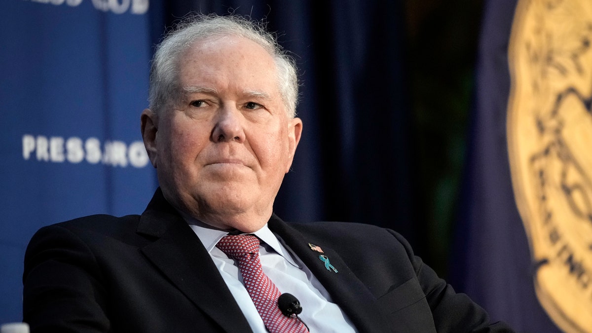 Air Force Frank Kendall waits to speak at the National Press Club on April 19, 2022 in Washington, DC. Kendall discussed the Air Forces 2023 budget requests and his thoughts on the department's posture to deal with future threats, April 19, 2022.