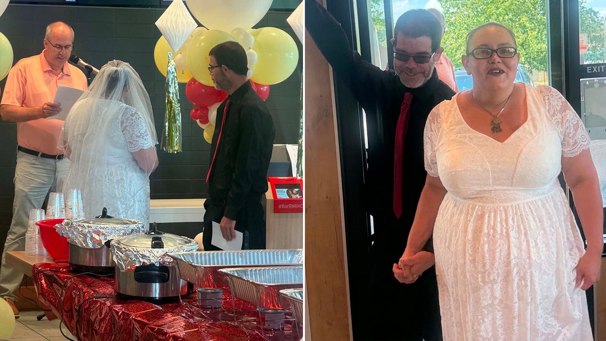 A couple tied the knot inside a McDonald's restaurant in Ohio.