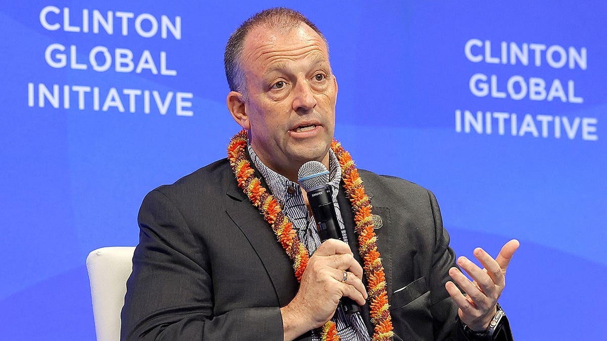 Gov. Josh Green speaks onstage at the Clinton Global Initiative 2025 Annual Meeting.