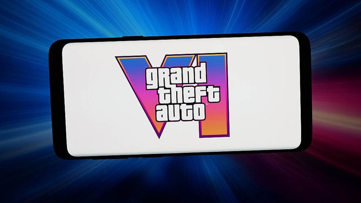 Grand Theft Auto VI logo displayed on a smartphone screen.