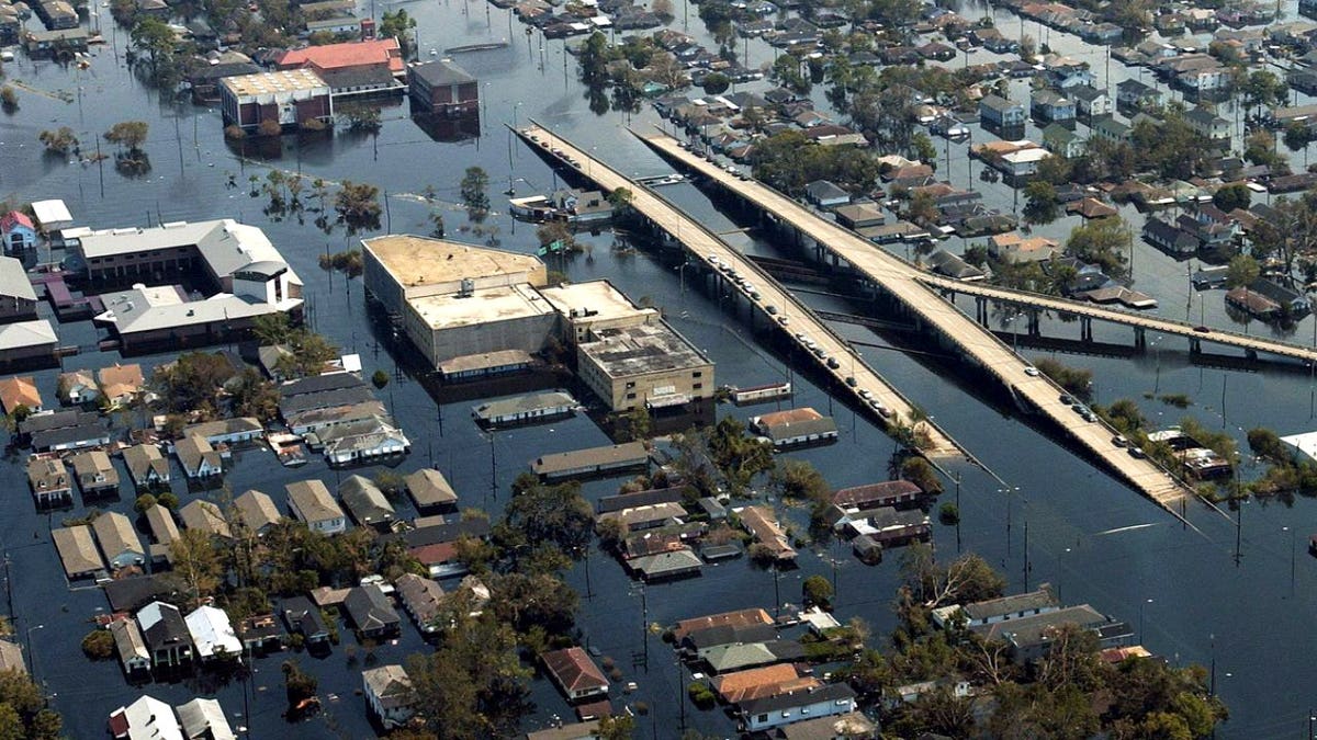 The aftermath of Hurricane Katrina in New Orleans.
