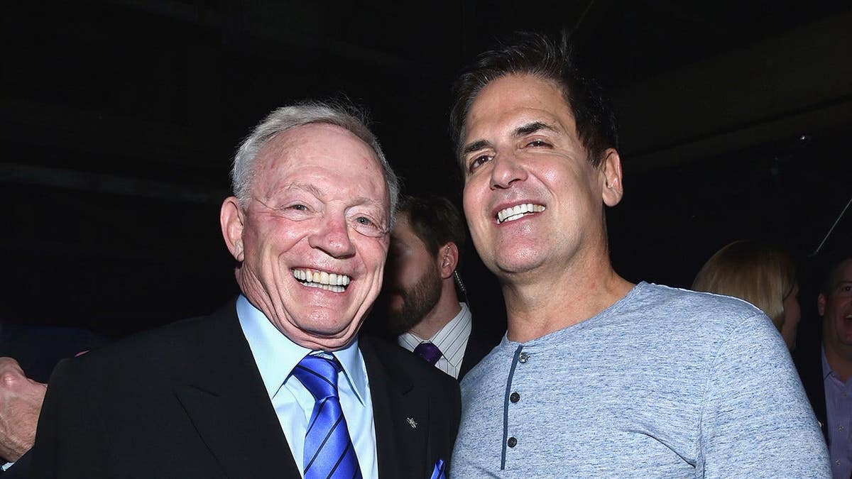 Jerry Jones and Mark Cuban at DirecTV Super Saturday Night event in San Francisco.