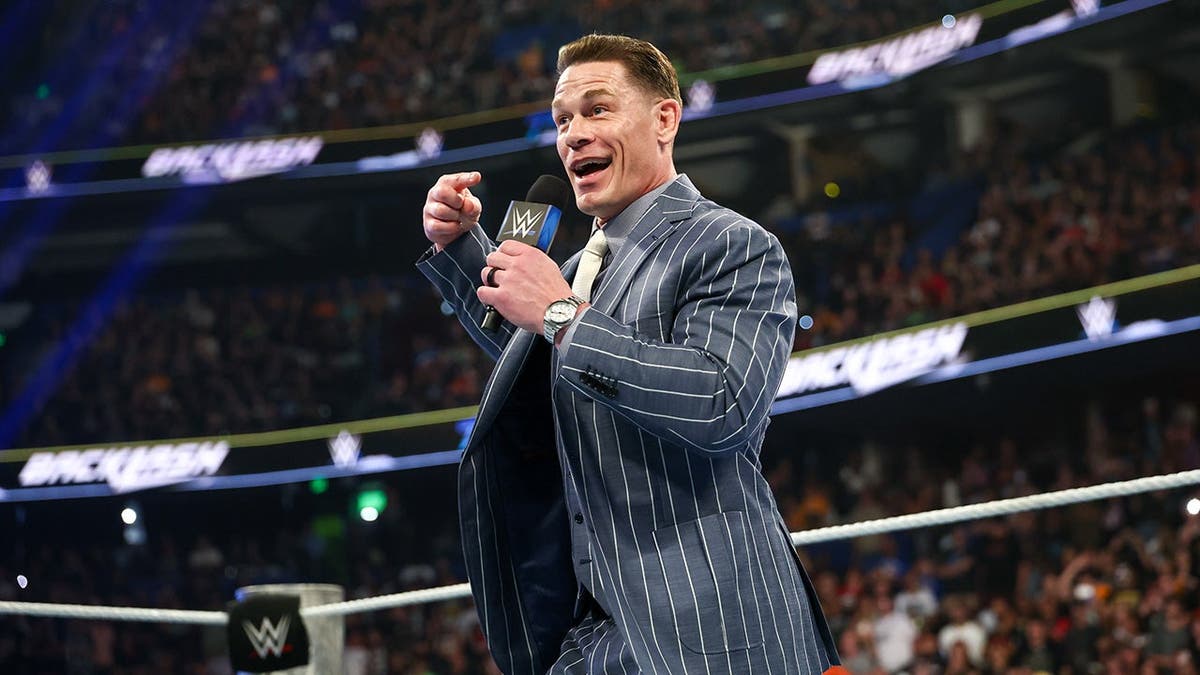 John Cena speaks during WWE Backlash at Benchmark International Arena.
