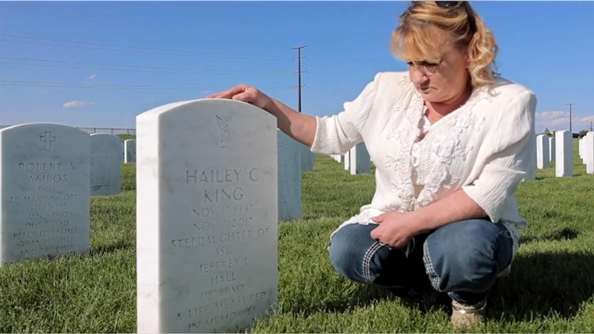 Kathy Hall at gravesite