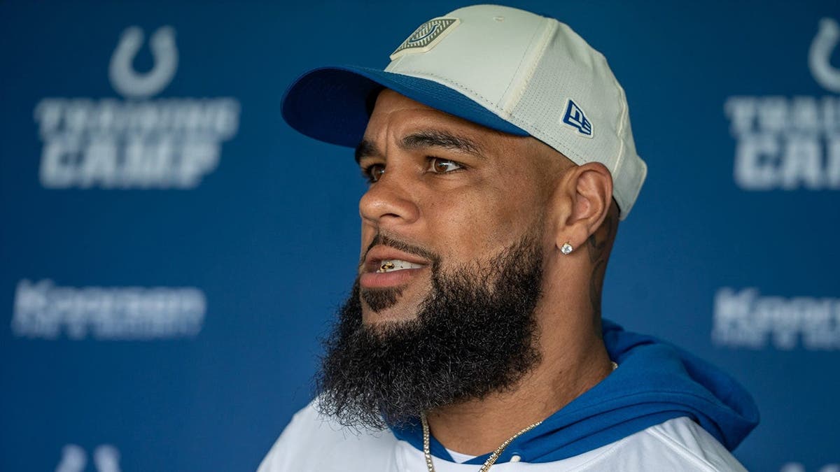 Keenan Allen speaks with media at Grand Park in Westfield.
