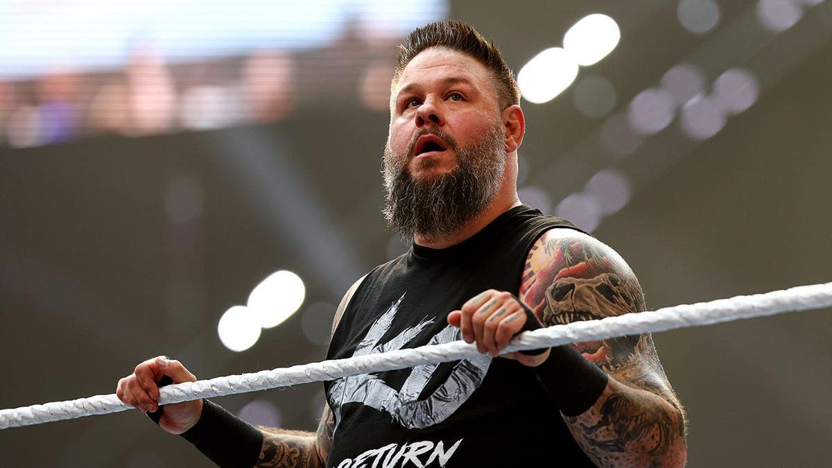 Kevin Owens looks on during SummerSlam at U.S. Bank Stadium.