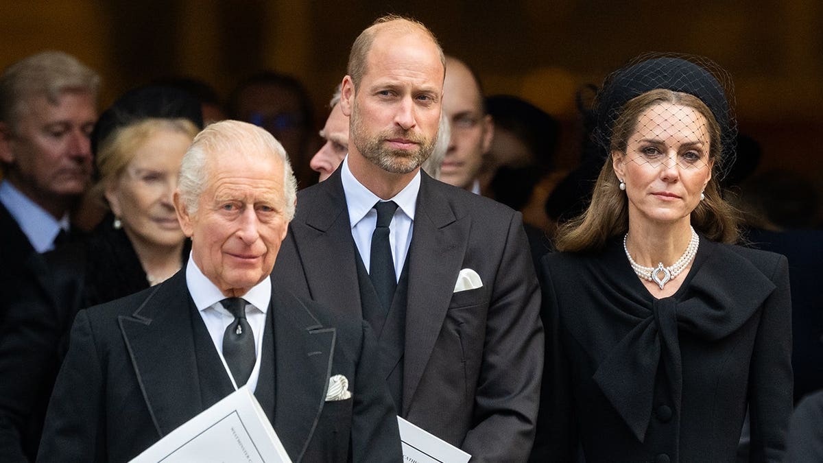 King Charles III, Prince William and Catherine attend the Duchess of Kent's funeral at Westminster Cathedral.